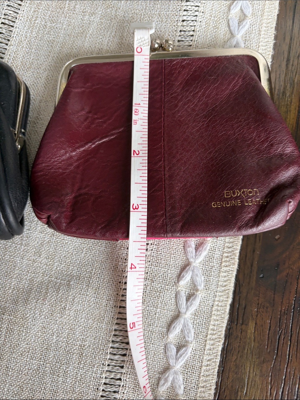 Vintage Genuine Leather Kiss-Lock Coin Purse - Black - Picture 13 of 16